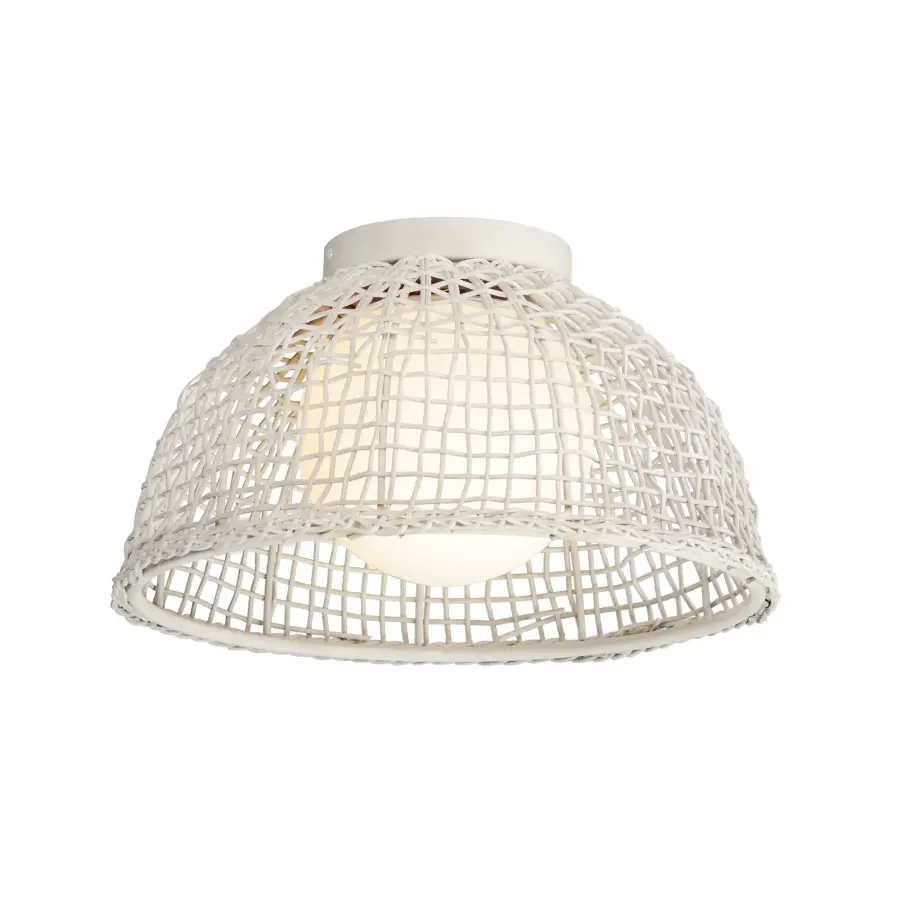 Cestino One Light Flush Mount in Weathered White - Image 1