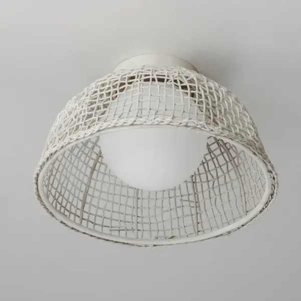 Cestino One Light Flush Mount in Weathered White - Image 3