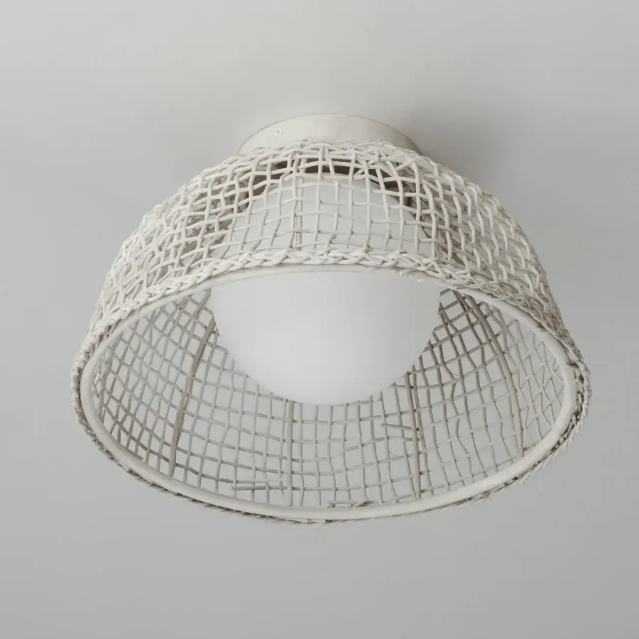 Cestino One Light Flush Mount in Weathered White - Image 3