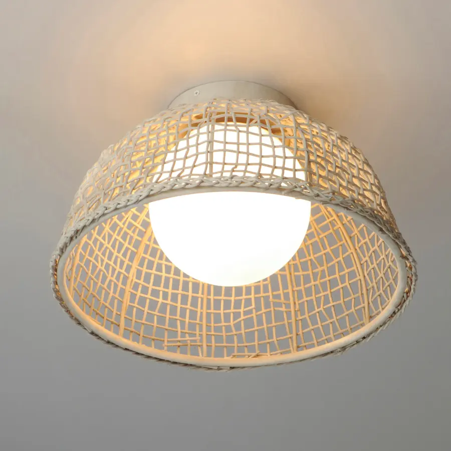 Cestino One Light Flush Mount in Weathered White - Image 4