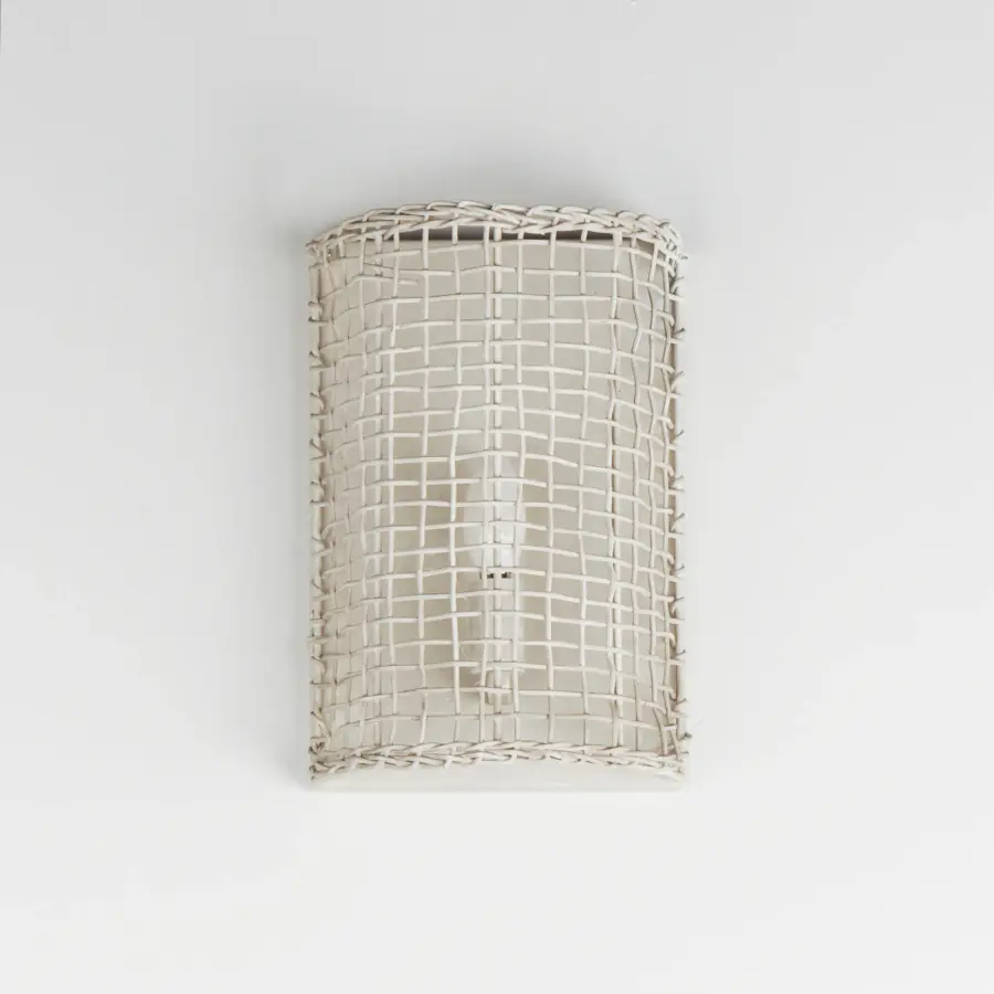Cestino One Light Wall Sconce in Weathered White - Image 2