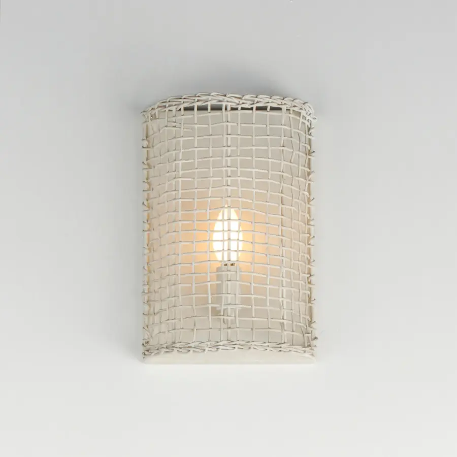Cestino One Light Wall Sconce in Weathered White - Image 3