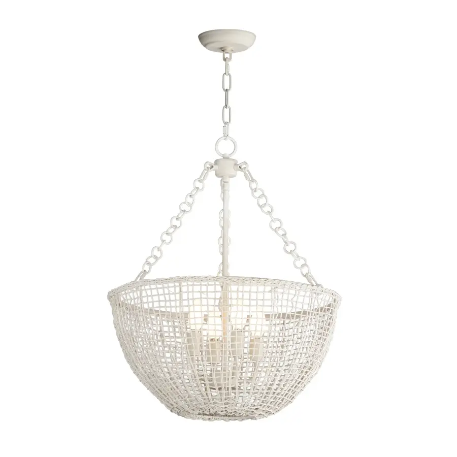 Cestino Four Light Pendant in Weathered White - Image 1