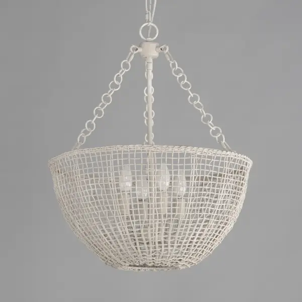 Cestino Four Light Pendant in Weathered White - Image 2