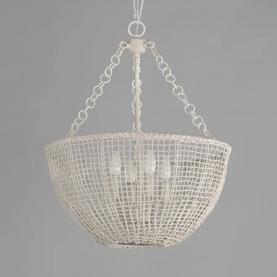 Cestino Four Light Pendant in Weathered White - Image 2