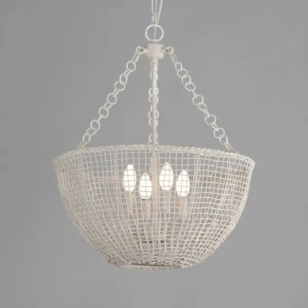 Cestino Four Light Pendant in Weathered White - Image 3