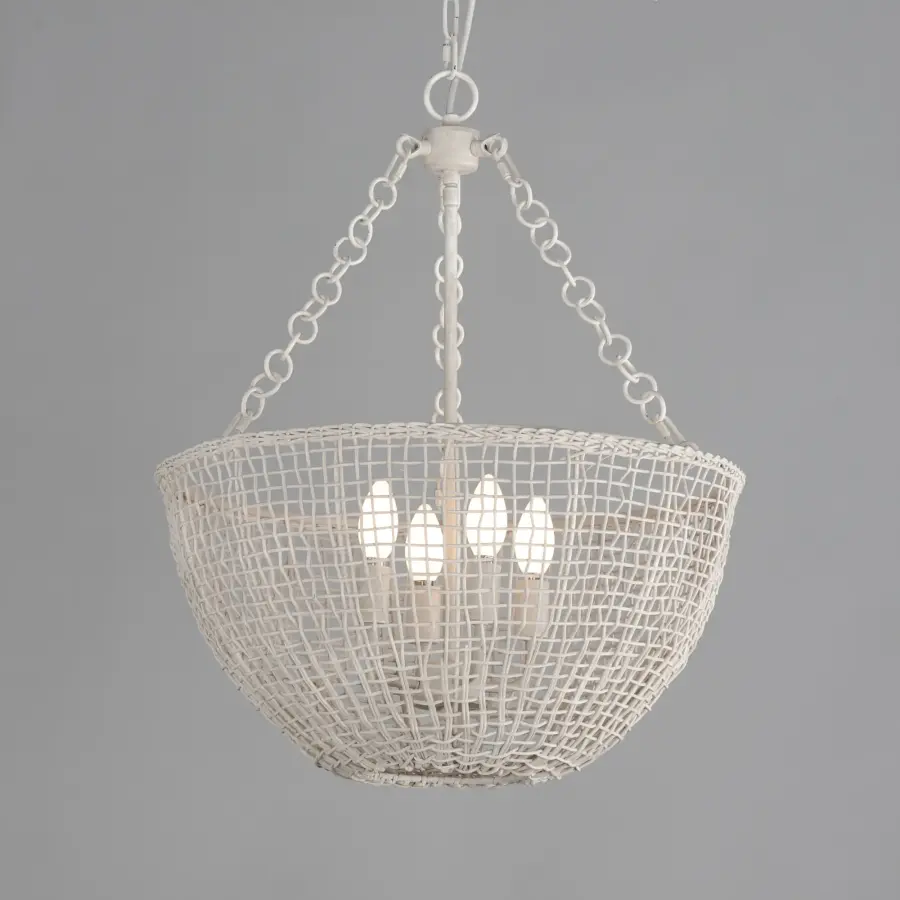 Cestino Four Light Pendant in Weathered White - Image 3