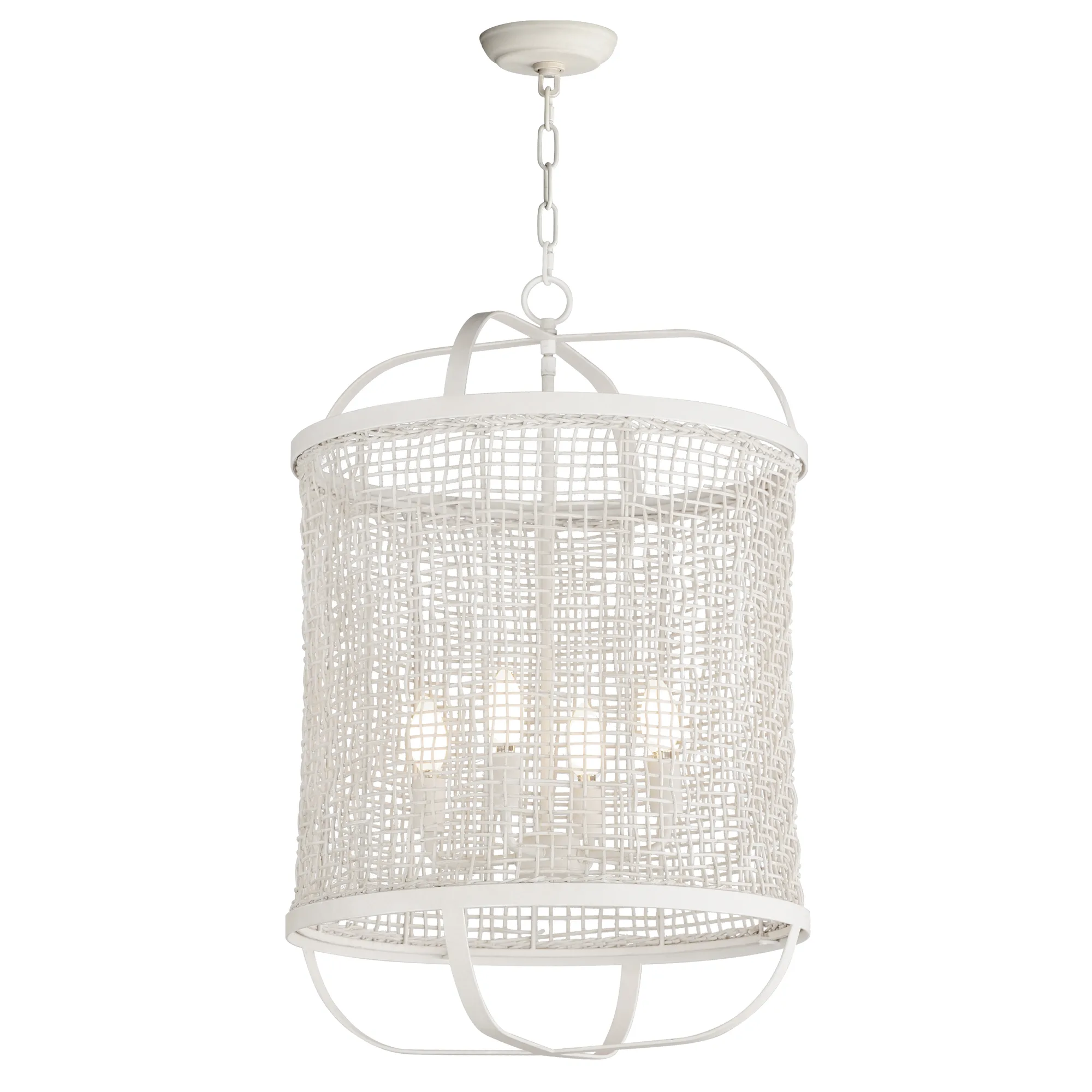 Cestino Four Light Pendant in Weathered White