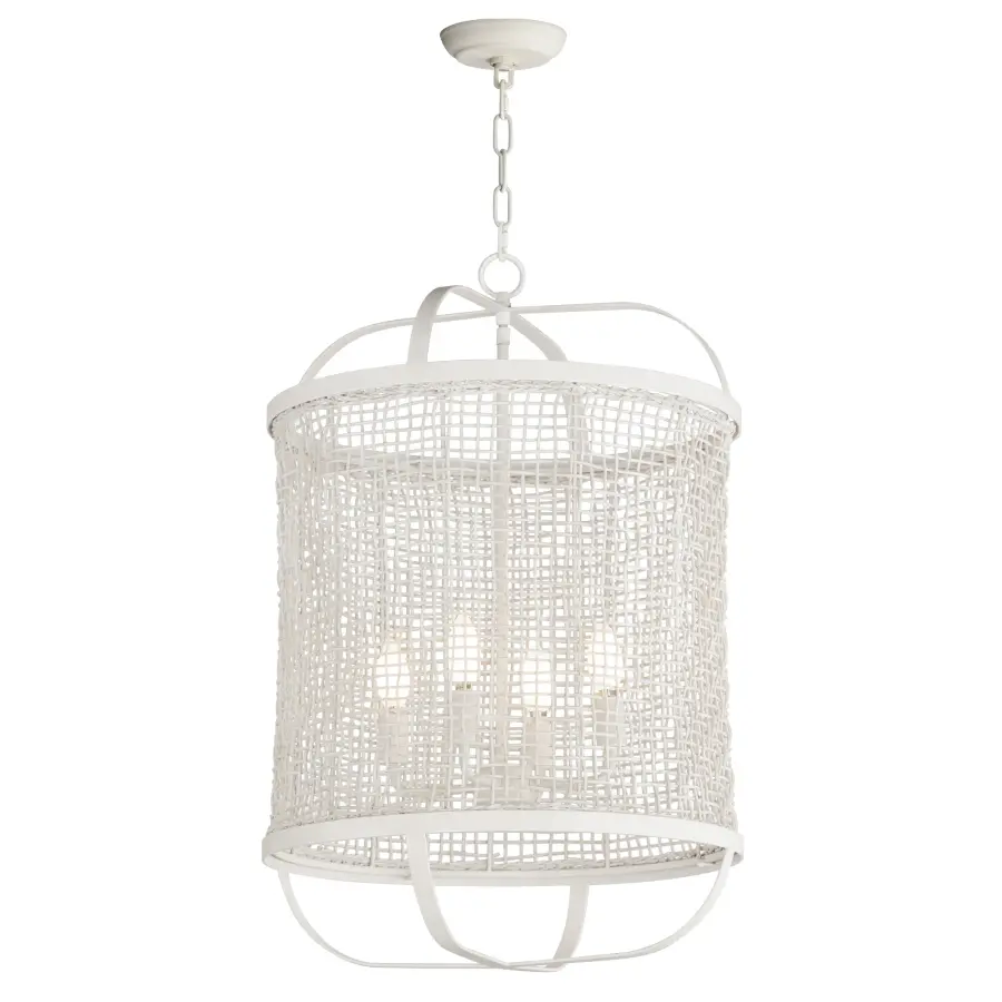 Cestino Four Light Pendant in Weathered White - Image 1