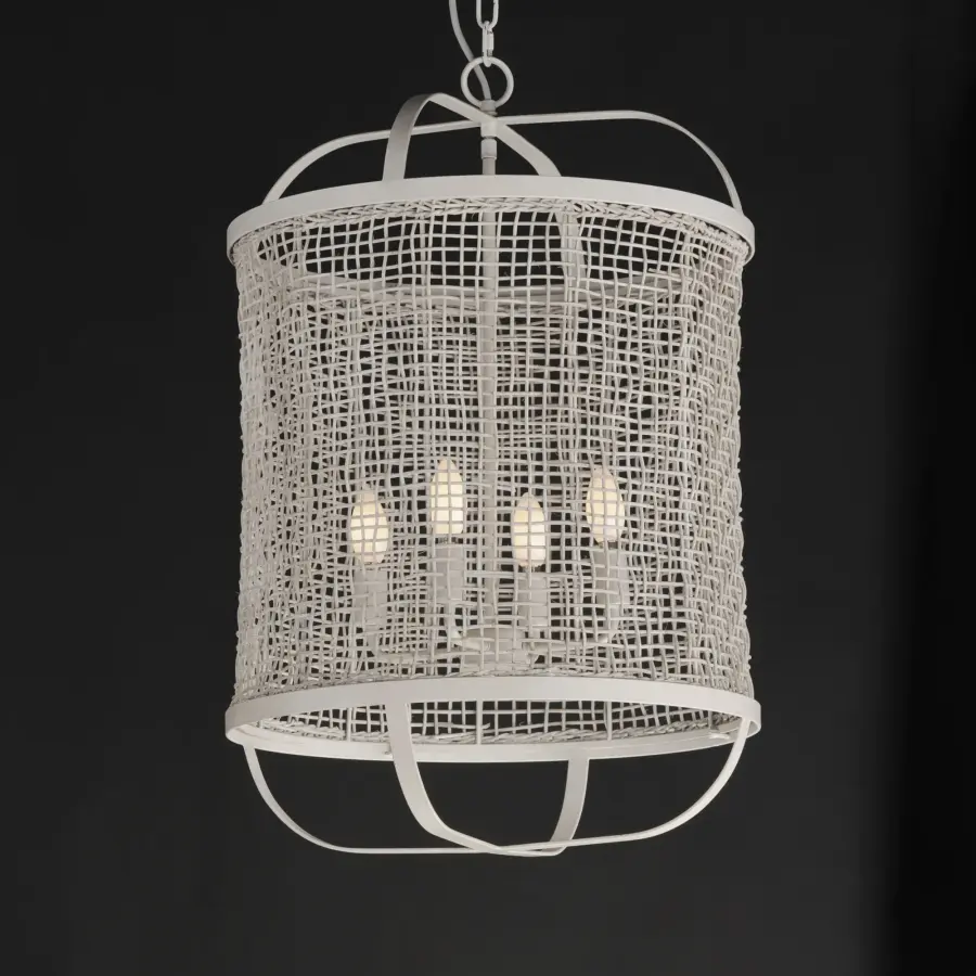 Cestino Four Light Pendant in Weathered White - Image 3