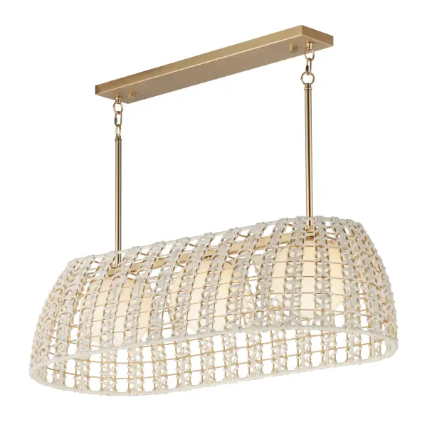 Macrame Three Light Linear Pendant in Gold - Image 1