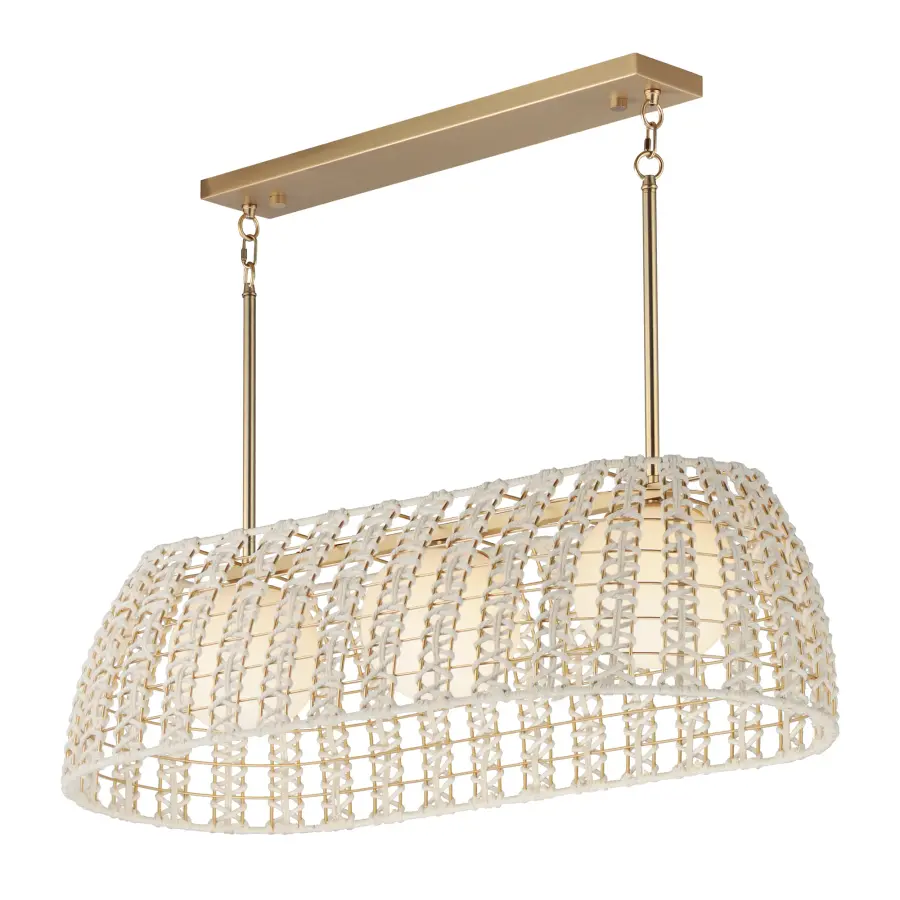 Macrame Three Light Linear Pendant in Gold - Image 1