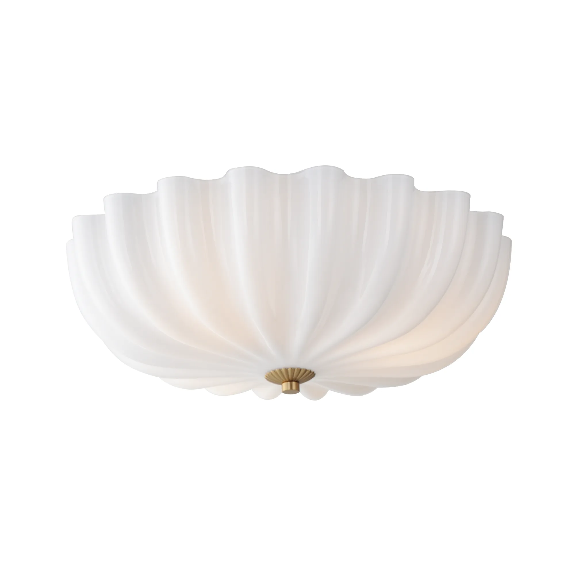 Bundt Three LIght Wall Sconce / Flush Mount in White/Natural Aged Brass