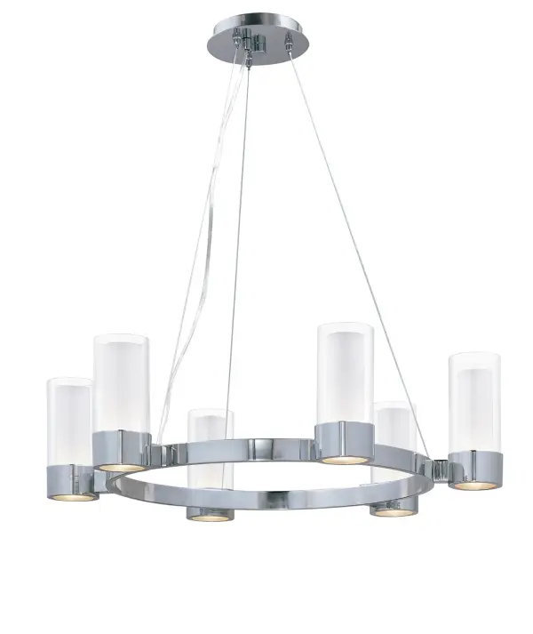 The Silo collection makes artful use of thin-profile rectangular tubing with a mirror-like Polished Chrome finish for a clean, contemporary look. A subtle Frost on the underside of the two cylindrical glass shades adds softness to the sleek lines, while the bright Xenon lamps are cleverly concealed in the cast metal ring allowing ample light to cast both upwards and downwards without glare.
