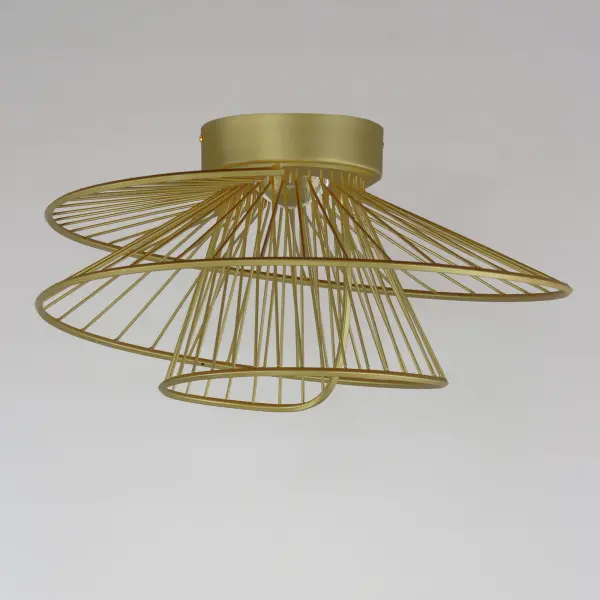 A geometrical marvel of design and craft, the Zeta collection's abstract form seemingly twirls as if in movement. An elusive orb of clear glass casts light both up and downward through indelicate steel spindles in your choice of Natural Aged Brass, Matte Black or Matte White creating a remarkable filigree of light. Available in multiple sizes of pendants, a ceiling mount, and an ADA wall sconce, this collection of products serve as the ultimate focal point of a room. Collection: Zeta Finish: Natural Aged Brass Width: 20.00" Height: 8.75" Length: 18.25" Weight: 5.50 lb Wire: 118" Canopy: 6.25"x6.25"x1.25" Bulbs Included Number of Bulbs: 1 Maximum Wattage: 12.00 W Bulb Type: LED Bulb Base: Dedicated Light Source: LED Light Output: 875.00 lm Color Temperature: 3000 K CRI: 90 Rated Average Life: 50000 Voltage: 120.00 V Material: Steel + Aluminum Safety Listing: cETLus Safety Rating: Damp LED Manufacturer Warranty: 5 Spec Sheet Instructions - alternate view