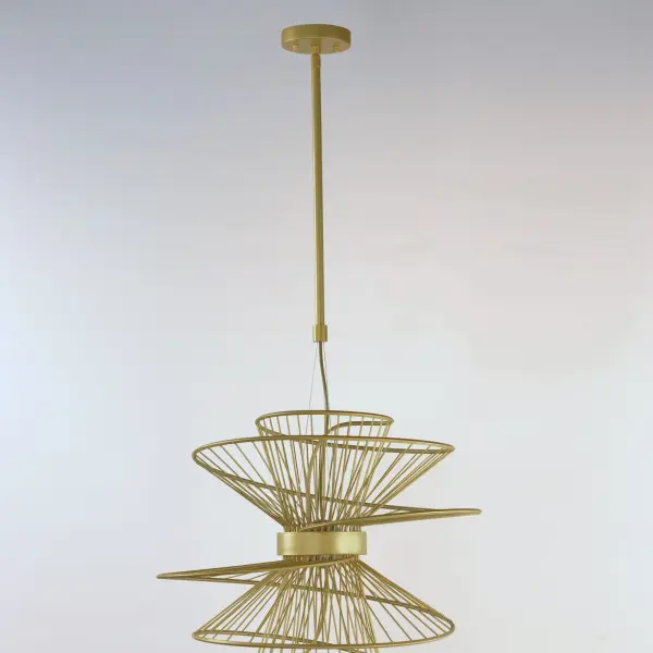 A geometrical marvel of design and craft, the Zeta collection's abstract form seemingly twirls as if in movement. An elusive orb of clear glass casts light both up and downward through indelicate steel spindles in your choice of Natural Aged Brass, Matte Black or Matte White creating a remarkable filigree of light. Available in multiple sizes of pendants, a ceiling mount, and an ADA wall sconce, this collection of products serve as the ultimate focal point of a room. Collection: Zeta Finish: Natural Aged Brass Width: 20.00" Height: 19.75" Length: 22.00" Weight: 9.60 lb Wire: 118" Canopy: 4.75"x4.75"x1" Bulbs Included Number of Bulbs: 2 Maximum Wattage: 8.00 W Bulb Type: LED Bulb Base: Dedicated Light Source: LED Light Output: 1200.00 lm Color Temperature: 3000 K CRI: 90 Rated Average Life: 50000 Voltage: 120.00 V Material: Steel + Aluminum Safety Listing: cETLus Safety Rating: Damp LED Manufacturer Warranty: 5 Spec Sheet Instructions - alternate view