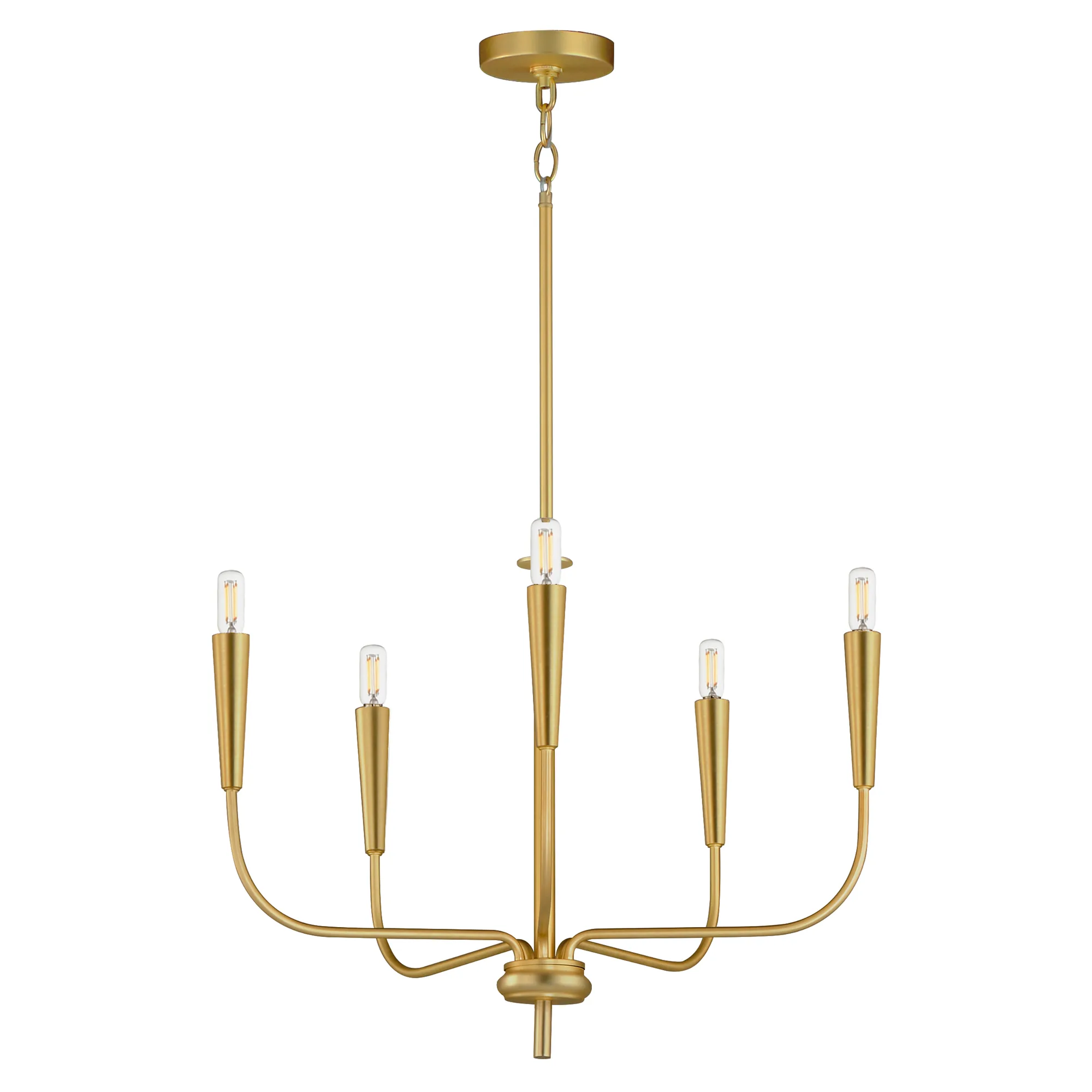 Vela Five Light Chandelier in Satin Brass