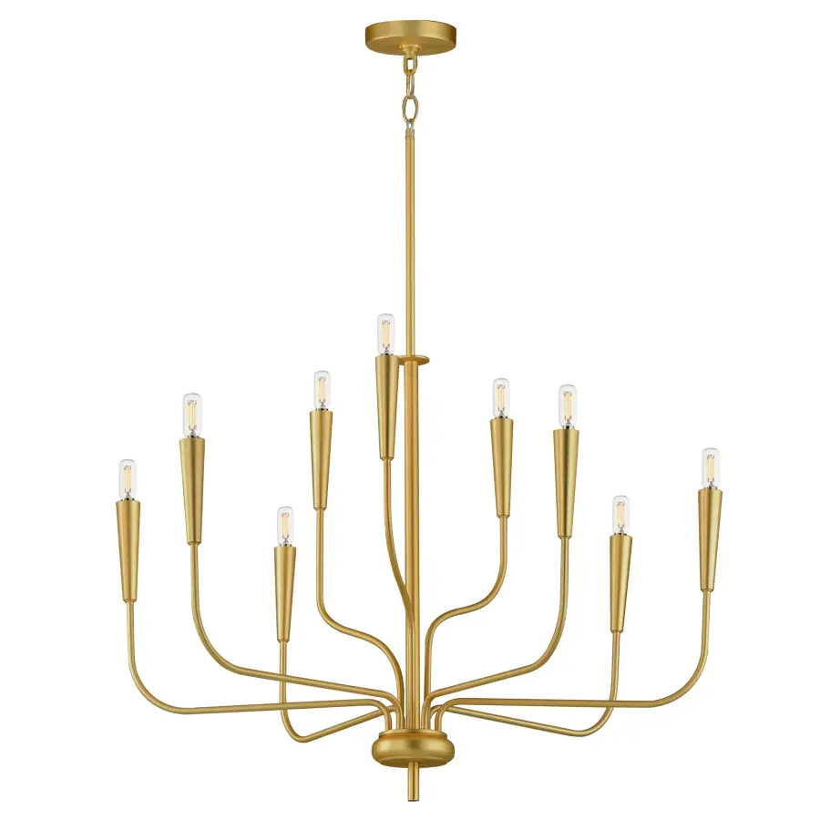 Vela 9-Light Chandelier in Satin Brass - Image 1
