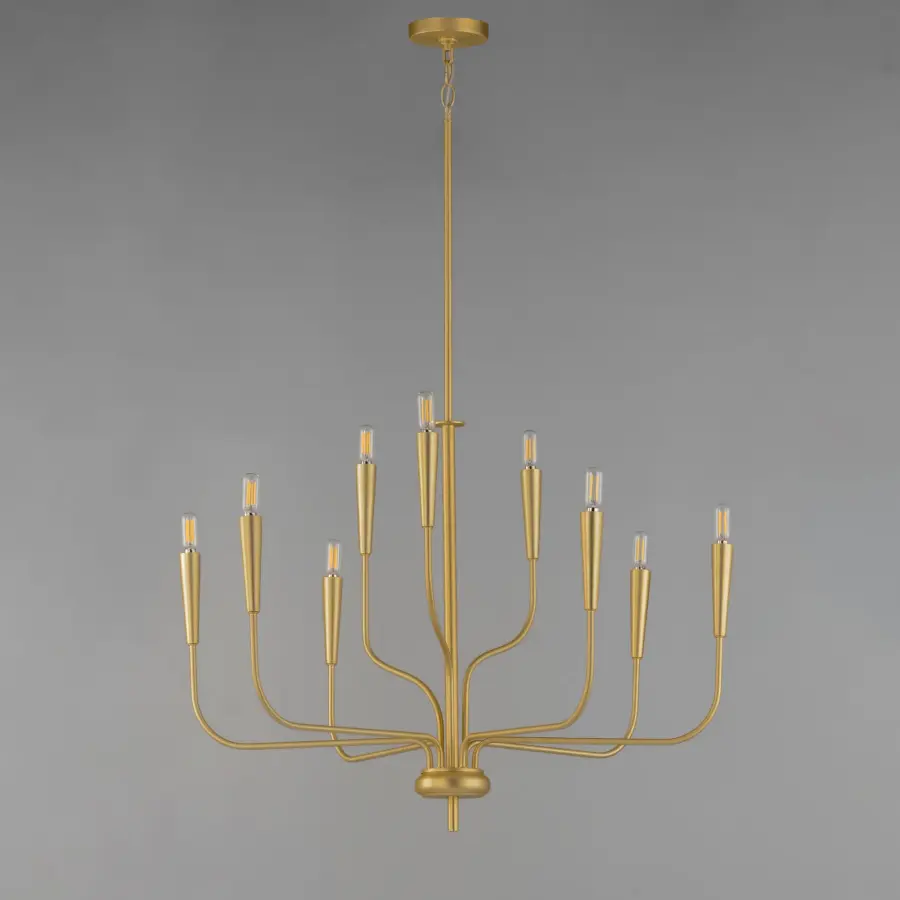 Vela 9-Light Chandelier in Satin Brass - Image 2