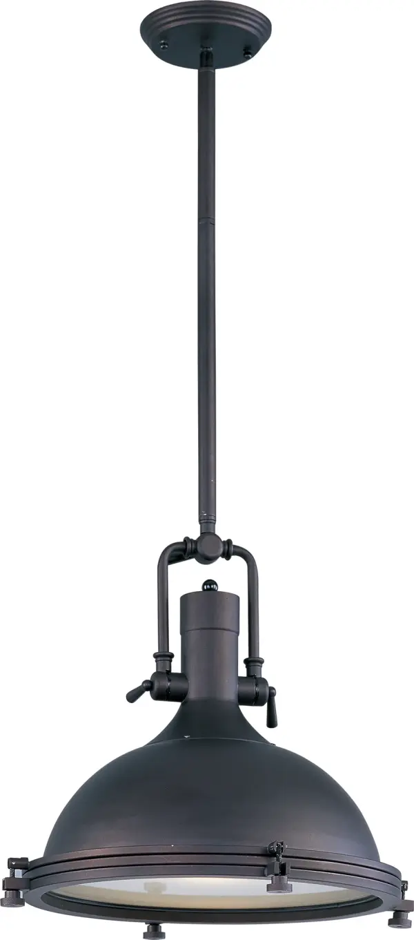 Inspired by industrial lighting, the Hi-Bay collection's refined designs maintain the boldness of their predecessors but possess refined details throughout. Hi-Bay fixtures with Clear halophane glass are available in choice of finish of Bronze or Satin Nickel. Hi-Bay fixtures with sold metal shades are available in three choices of finish including Bronze, Polished Nickel and Satin Nickel, and include a Frost glass diffuser which conceals the light source and gently diffuses the incandescent illumination. Collection: Hi-Bay Finish: Bronze Glass: Frosted Width: 17.75" Height: 17.00" Length: 17.75" Weight: 11.66 lb Wire: 120" Canopy: 6"x6"x1" Number of Bulbs: 1 Maximum Wattage: 60.00 W Bulb Type: ST64 Bulb Base: E26 Medium Light Source: Incandescent Light Output: 1150.00 lm Dimmable Rated Average Life: 2500 Voltage: 120.00 V Material: Steel Safety Listing: cULus Safety Rating: Dry Manufacturer Warranty: 1 Spec Sheet Instructions Parts Diagram