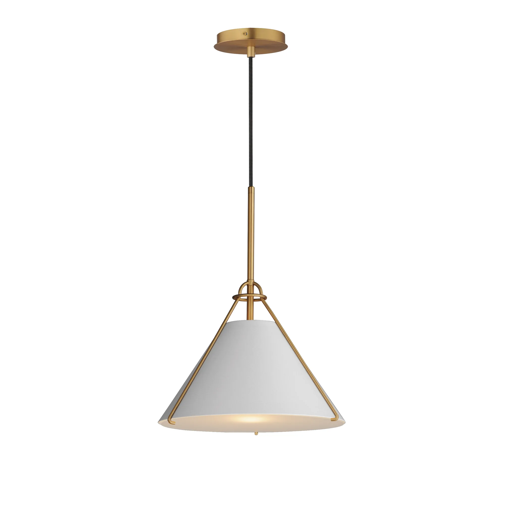 Lucas One Light Pendant in Light French Gray / Natural Aged Brass