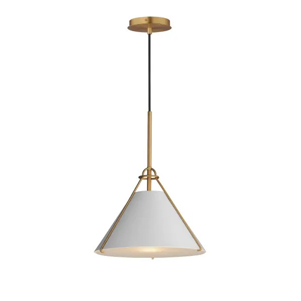 Metal shades of Light French Gray, Black or Matte White are suspended from halos of contrasting Natural Aged Brass finish. Maximizing the light output, the interior of the shades are painted white, and their tops are left open casting light both upwards and below. The collection is completed by a delightful pull-chain operated wall sconce that provides a practical light source ideal for a reading nook or bedside. Collection: Lucas Finish: Light French Gray / Natural Aged Brass Width: 13.25" Height: 10.00" Length: 13.25" Weight: 4.60 lb Wire: 120" Canopy: 5"x5"x0.75" Number of Bulbs: 1 Maximum Wattage: 60.00 W Bulb Type: E26 Bulb Base: E26 Medium Light Source: Incandescent Voltage: 120.00 V Material: Steel, Glass Safety Listing: cETLus Safety Rating: Dry Manufacturer Warranty: 2 Spec Sheet