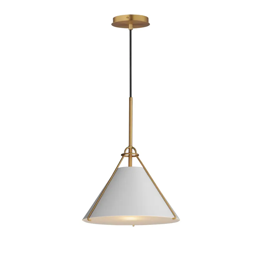 Lucas One Light Pendant in Light French Gray / Natural Aged Brass - Image 1