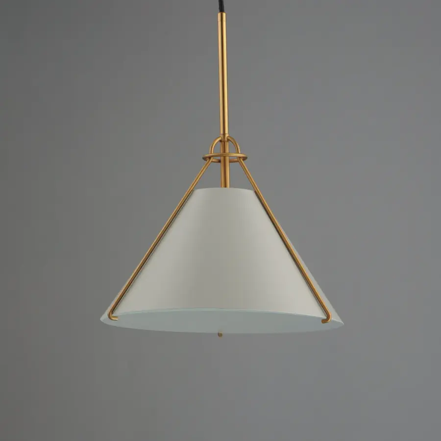 Lucas One Light Pendant in Light French Gray / Natural Aged Brass - Image 2