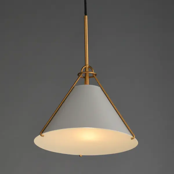 Lucas One Light Pendant in Light French Gray / Natural Aged Brass - Image 3
