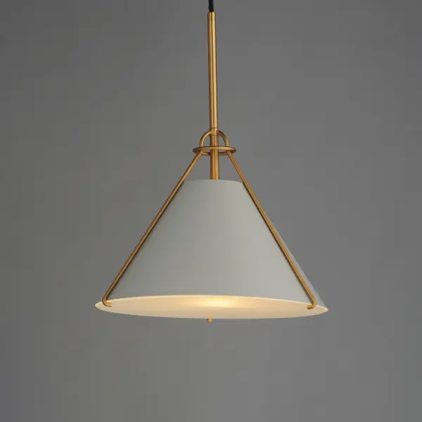 Lucas One Light Pendant in Light French Gray / Natural Aged Brass - Image 4