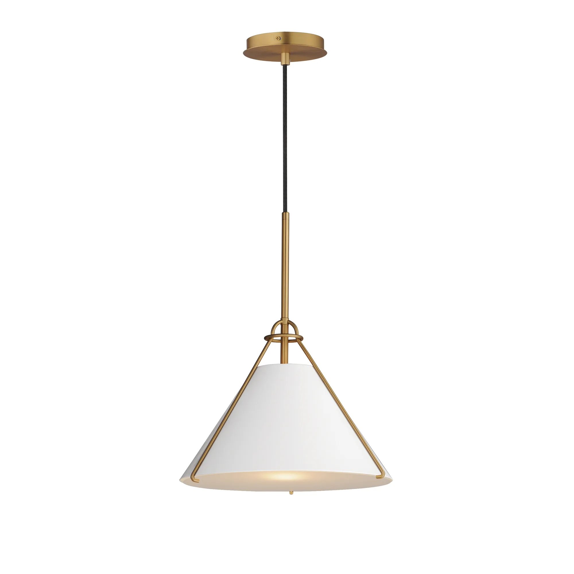Lucas One Light Pendant in White/Natural Aged Brass