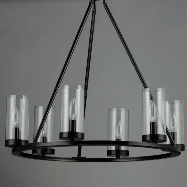 This collection of forever classic designs are available in both Satin Nickle and Black finishes with Clear glass. These fixtures were designed to install easily and priced to work in builder packages. - alternate view