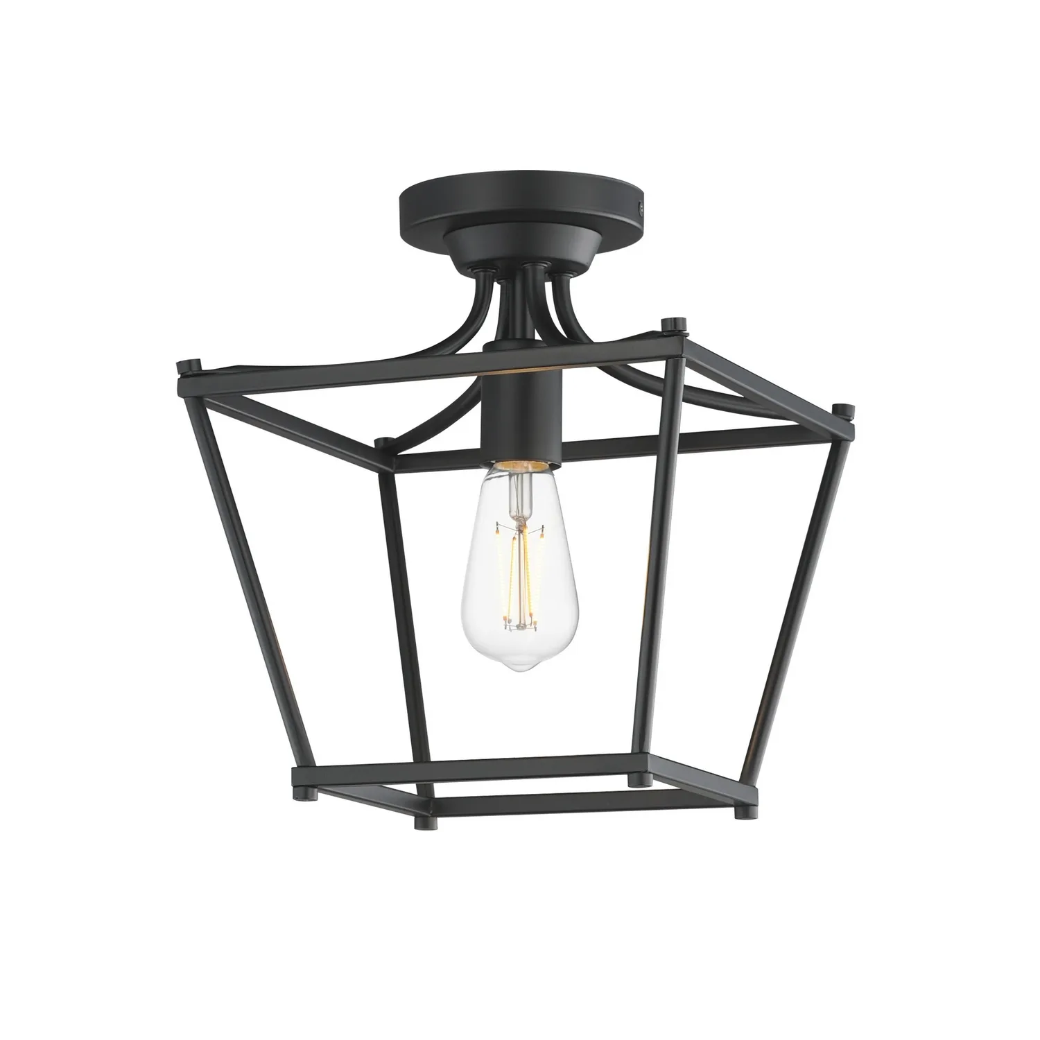 Clifton One Light Pendant / Semi-Flush in Black