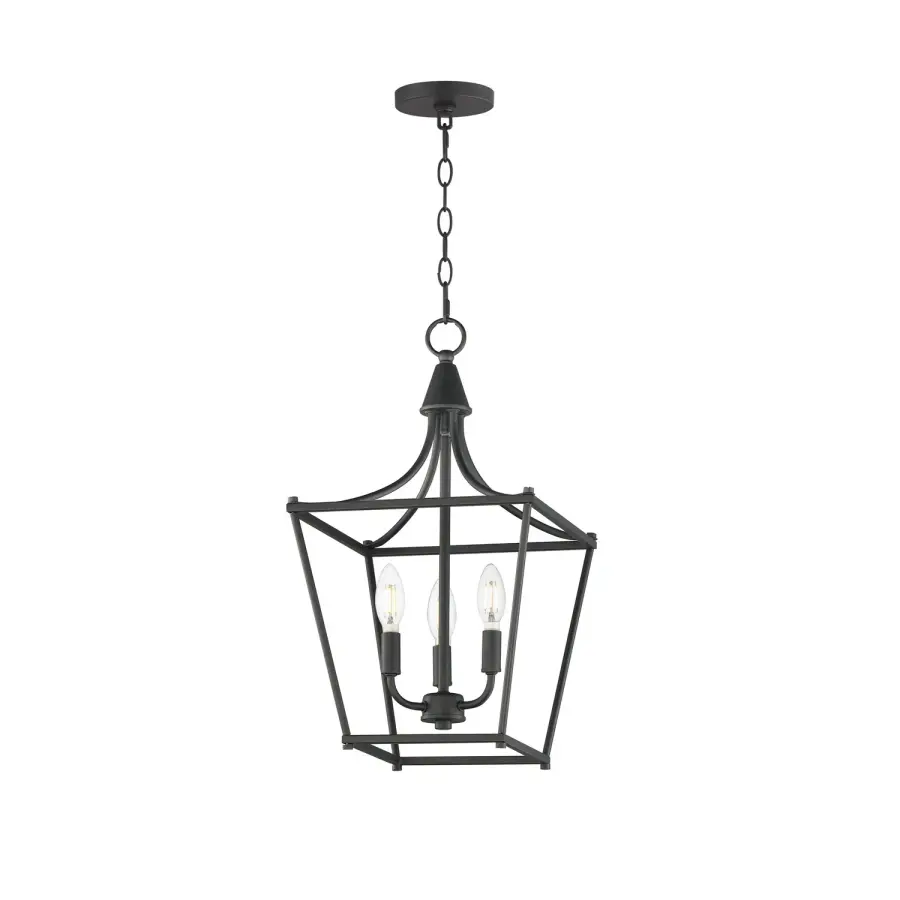 Clifton Three Light Pendant in Black