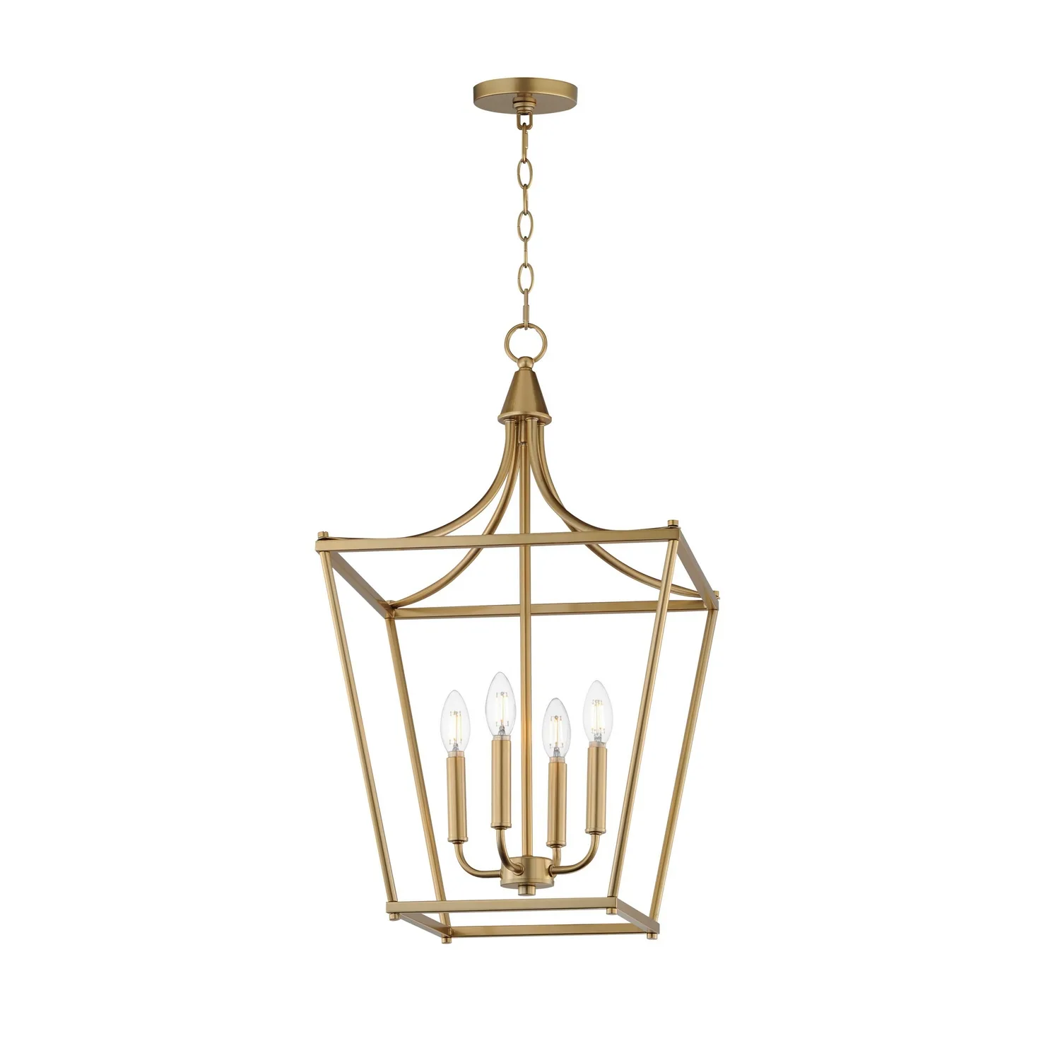 Clifton Four Light Pendant in Natural Aged Brass