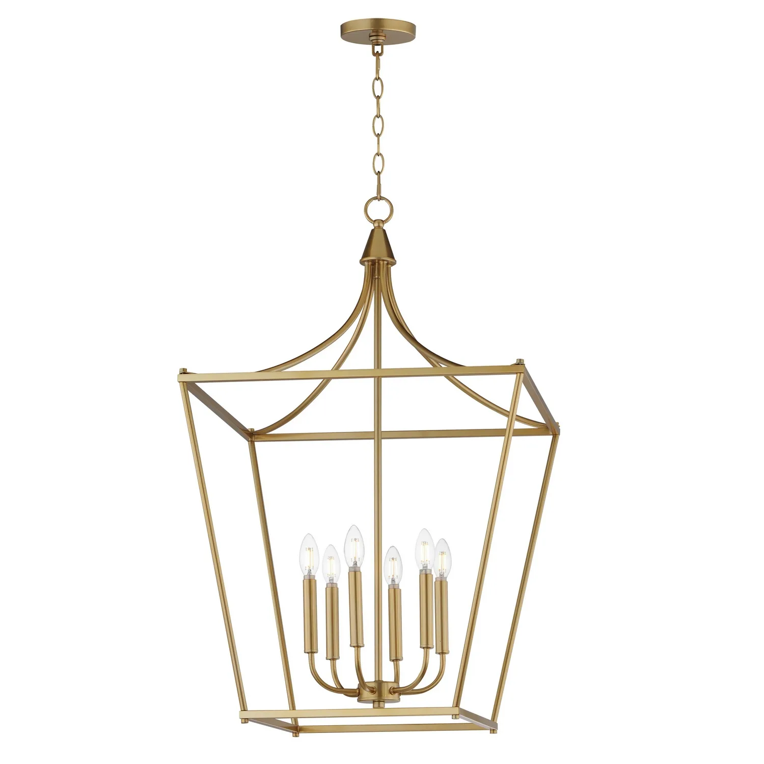 Clifton Six Light Pendant in Natural Aged Brass