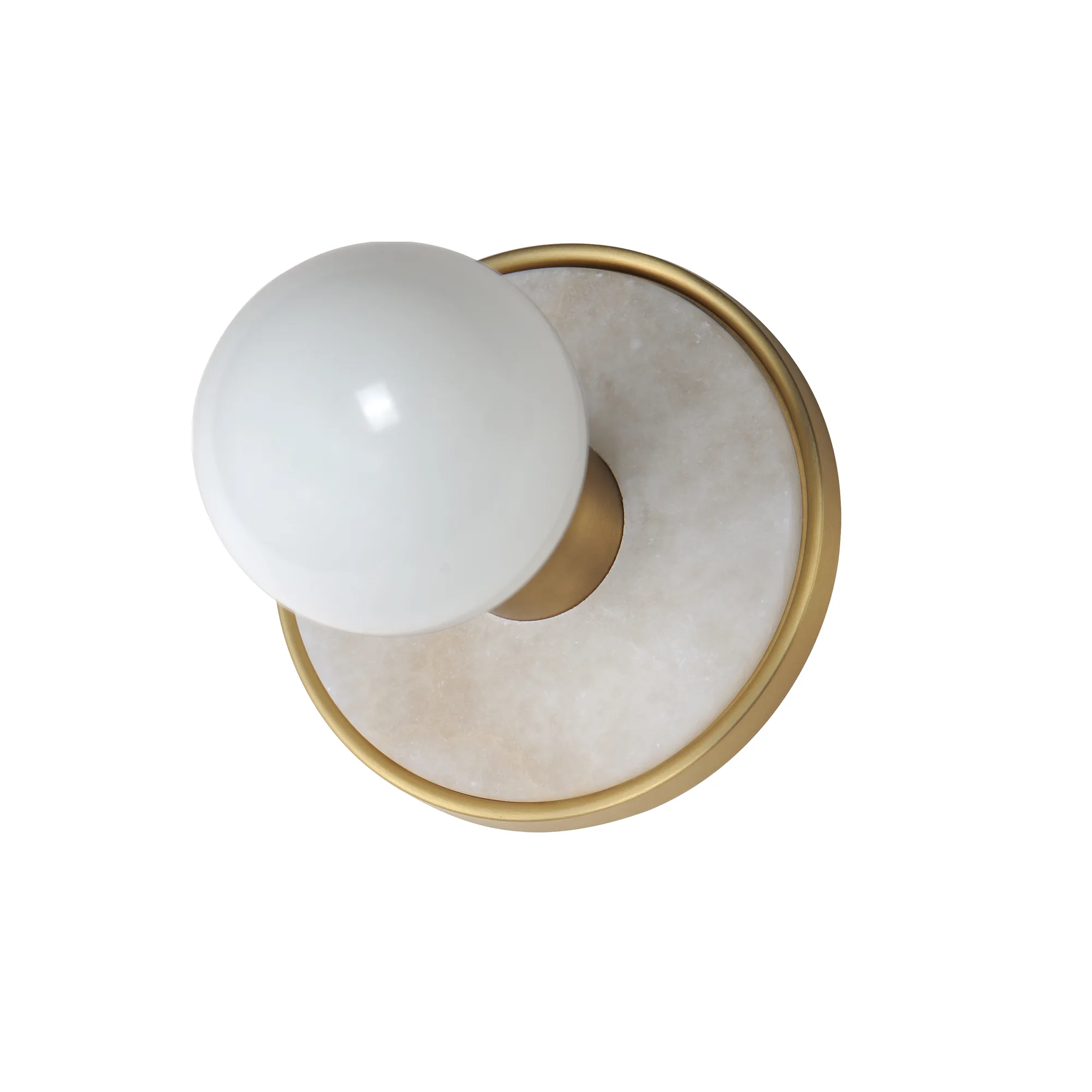 Hollywood One Light Wall Sconce in White Alabaster / Natural Aged Brass