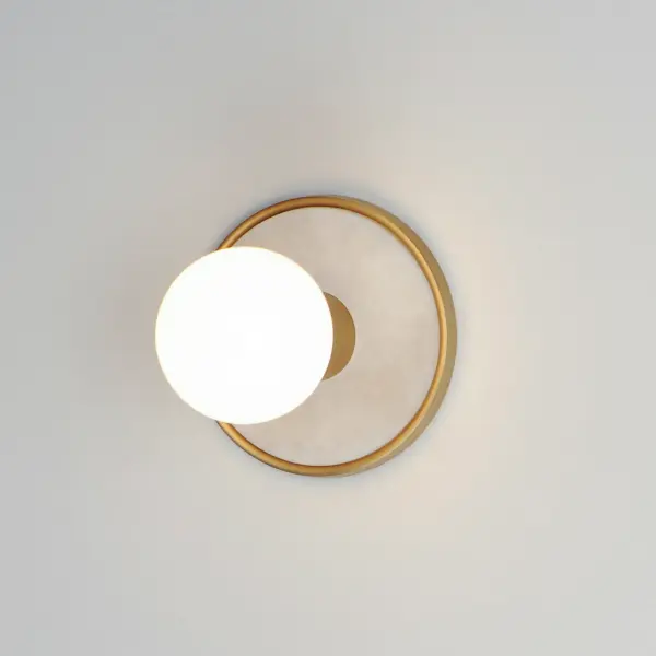 Hollywood One Light Wall Sconce in White Alabaster / Natural Aged Brass - Image 3