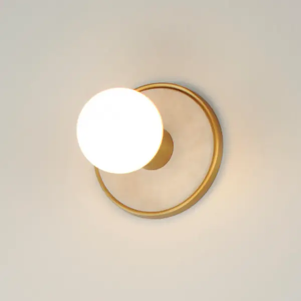 Hollywood One Light Wall Sconce in White Alabaster / Natural Aged Brass - Image 4