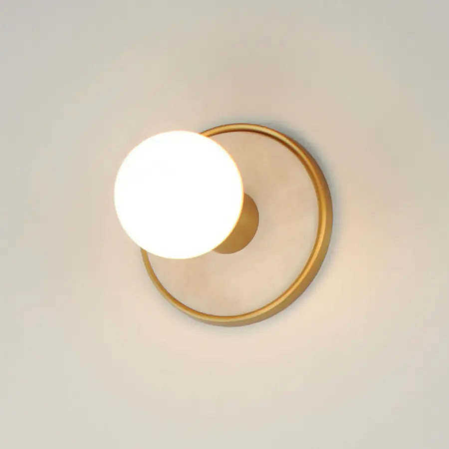 Hollywood One Light Wall Sconce in White Alabaster / Natural Aged Brass - Image 4