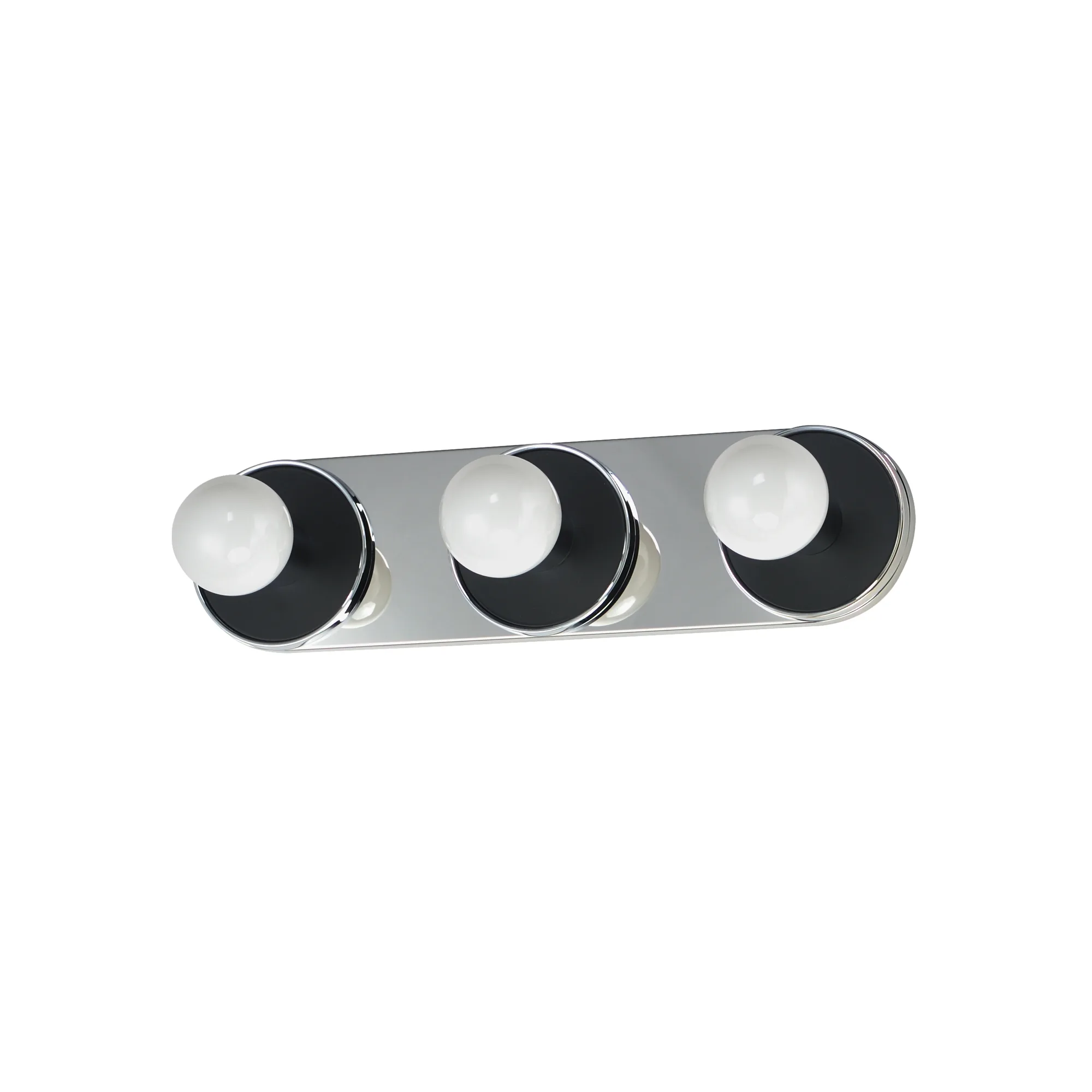 Hollywood Three Light Wall Sconce in Black / Polished Chrome