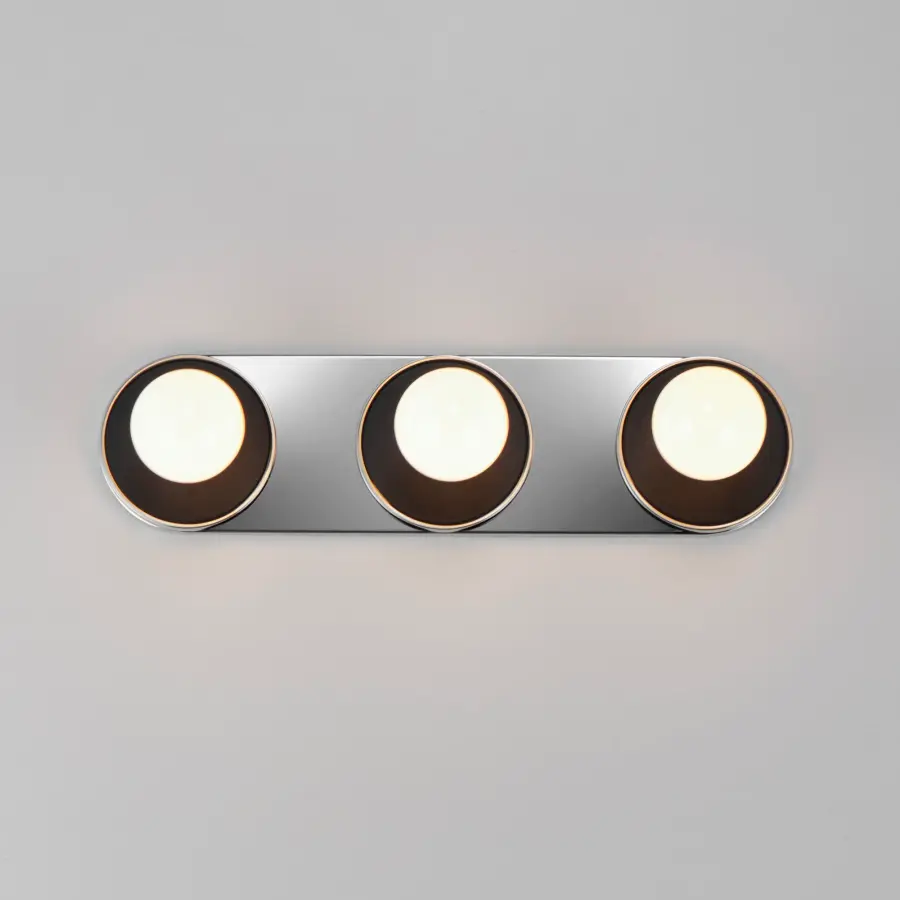 Hollywood Three Light Wall Sconce in Black / Polished Chrome - Image 3