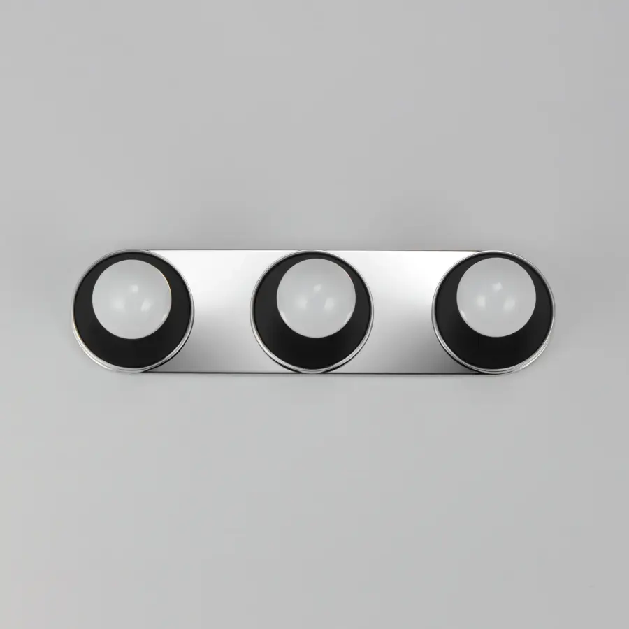 Hollywood Three Light Wall Sconce in Black / Polished Chrome - Image 4
