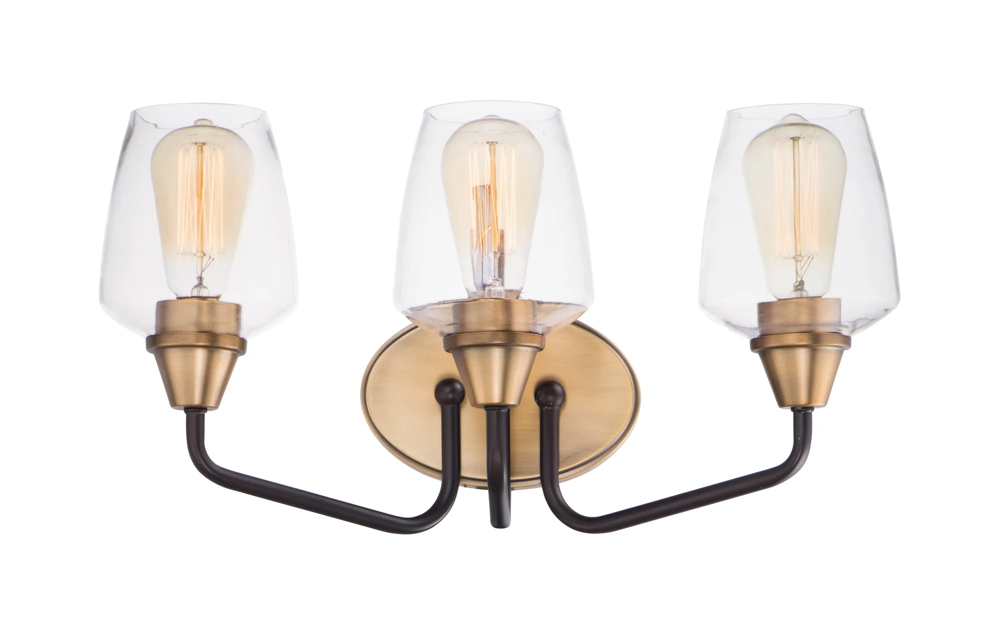 Goblet 3-Light Bath Vanity in Bronze with Antique Brass