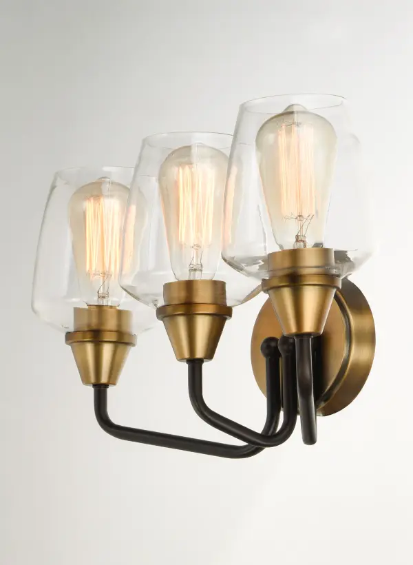 Goblet 3-Light Bath Vanity in Bronze with Antique Brass - Image 4