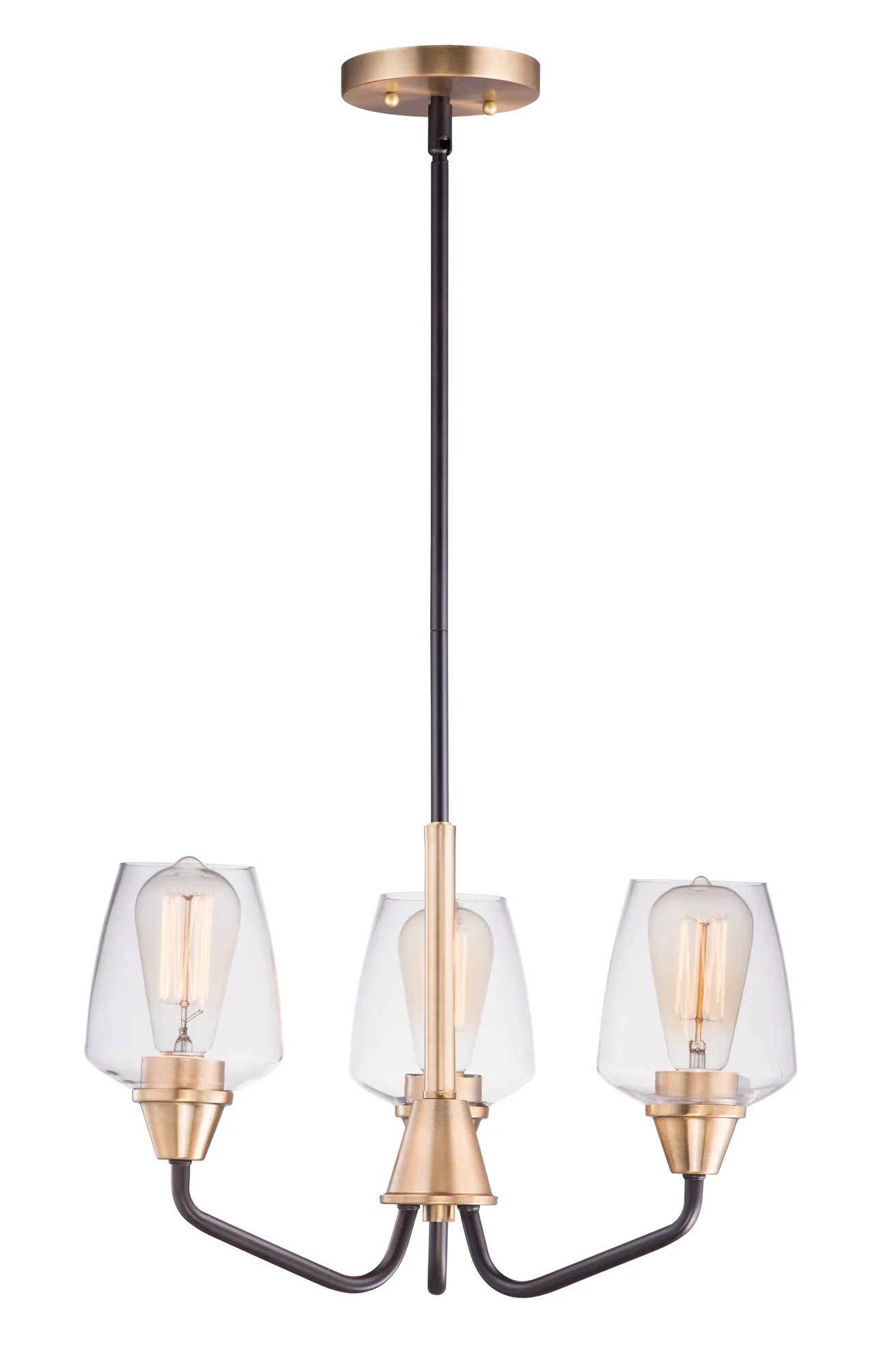 Goblet Three Light Chandelier in Bronze / Antique Brass