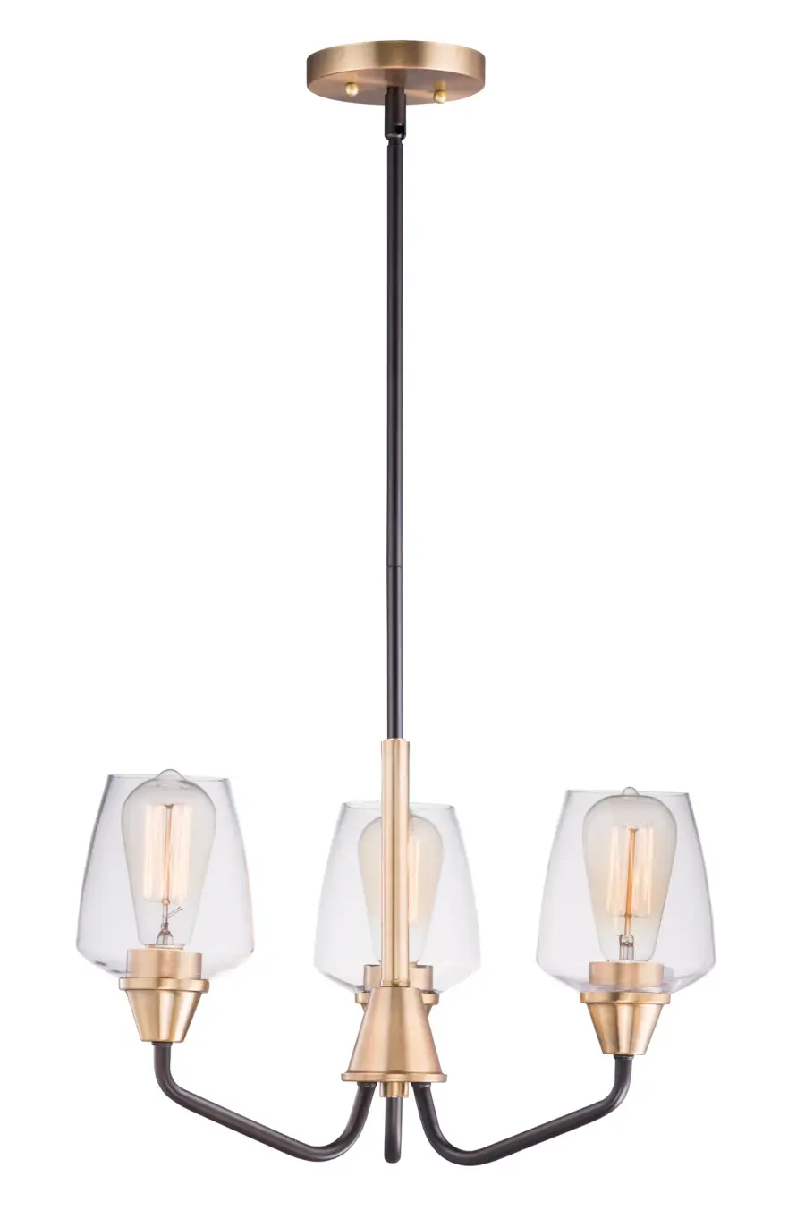 Goblet 3-Light Chandelier in Bronze with Antique Brass - Image 1