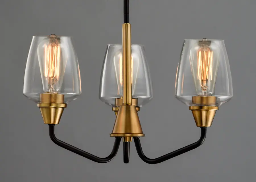 Goblet 3-Light Chandelier in Bronze with Antique Brass - Image 2