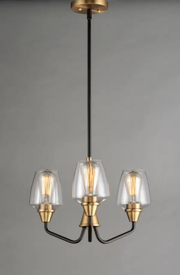 Goblet 3-Light Chandelier in Bronze with Antique Brass - Image 4