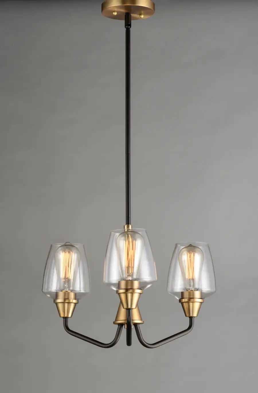 Goblet 3-Light Chandelier in Bronze with Antique Brass - Image 4